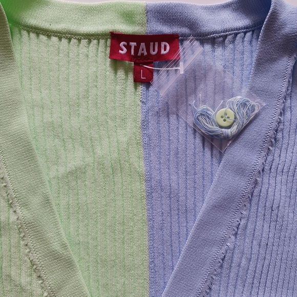 NWT STAUD Colorblock Cardigan Sweater Size L - Picture 8 of 10